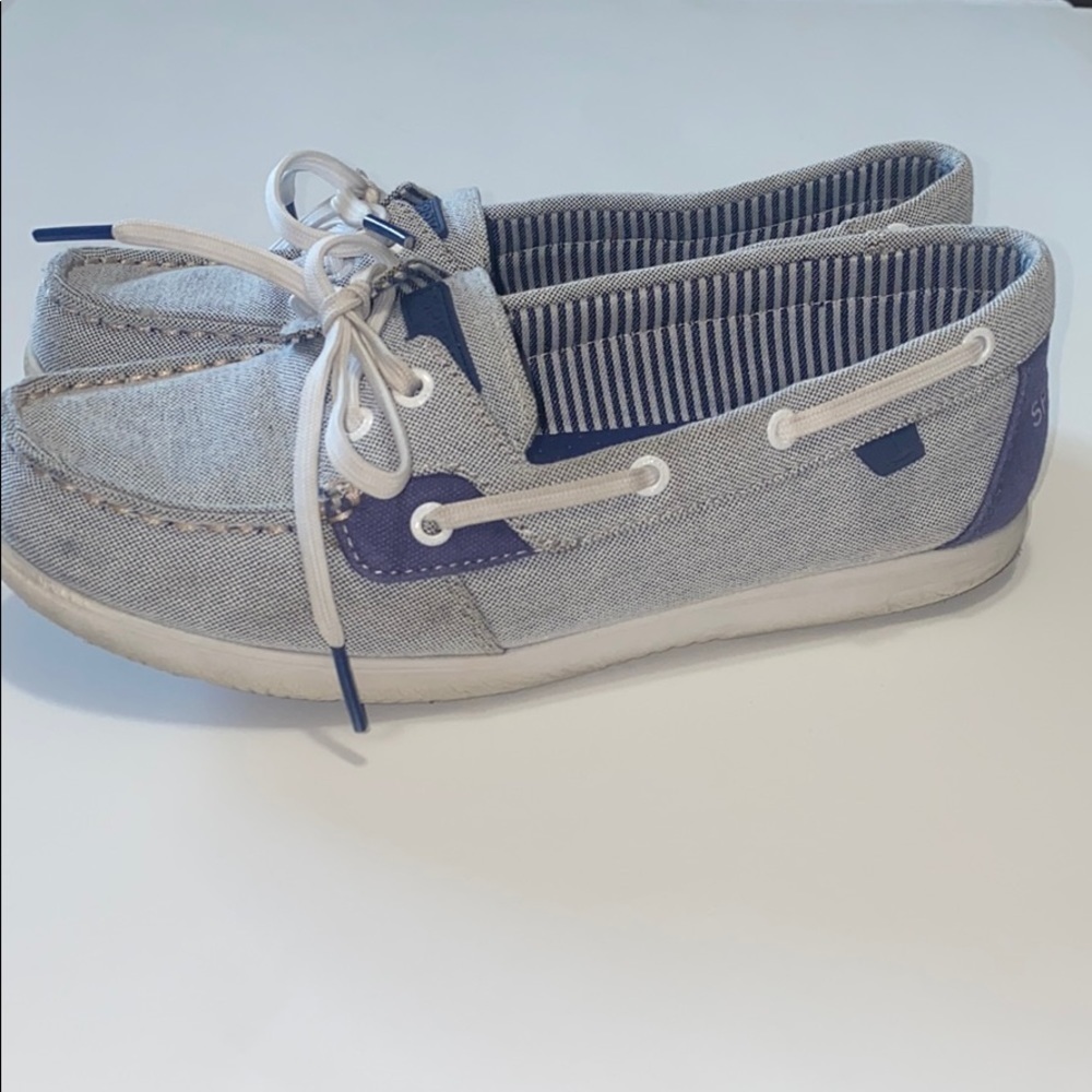 Sperry soft canvas boat shoes blue and white 7 - Picture 4 of 8